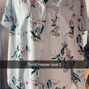 Torrid Floral Blouse - Cream and Pink